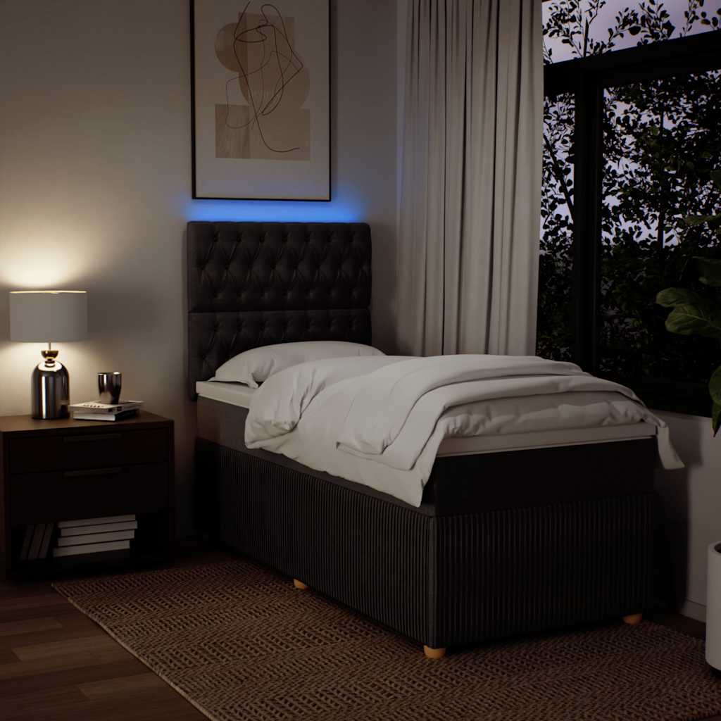 Κρεβάτι Boxspring με Στρώμα Σκούρο Καφέ 90x200 εκ. Υφασμάτινο