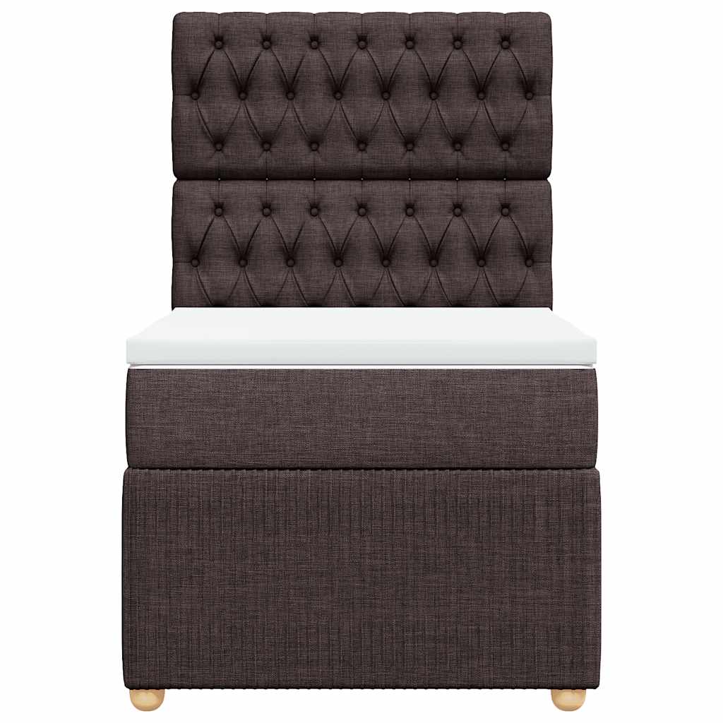Κρεβάτι Boxspring με Στρώμα Σκούρο Καφέ 90x200 εκ. Υφασμάτινο
