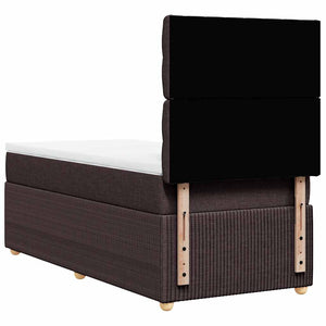 Κρεβάτι Boxspring με Στρώμα Σκούρο Καφέ 90x200 εκ. Υφασμάτινο