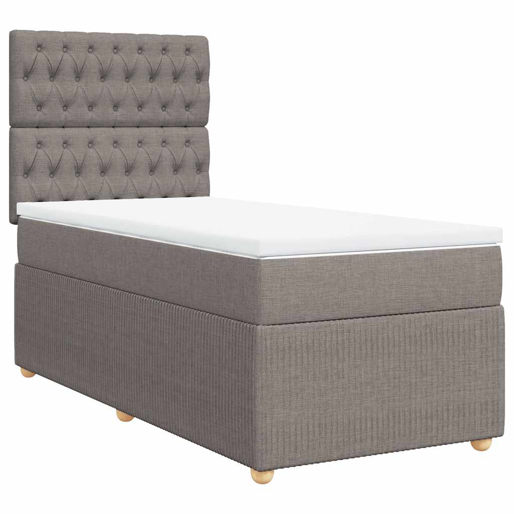 Κρεβάτι Boxspring με Στρώμα Taupe 90x200 εκ. Υφασμάτινο - Pakobazaar