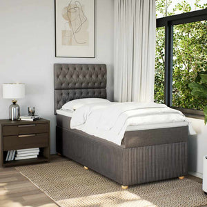 Κρεβάτι Boxspring με Στρώμα Taupe 90x200 εκ. Υφασμάτινο - Pakobazaar
