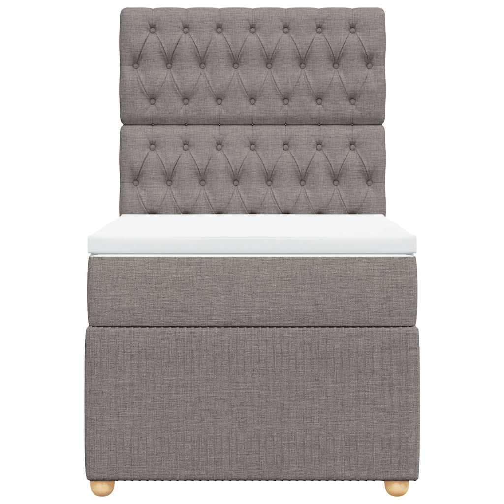 Κρεβάτι Boxspring με Στρώμα Taupe 90x200 εκ. Υφασμάτινο - Pakobazaar