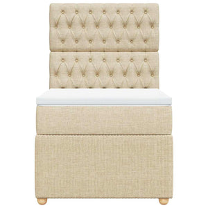 Κρεβάτι Boxspring με Στρώμα Κρεμ 90x200 εκ.Υφασμάτινο - Pakobazaar