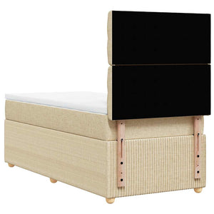 Κρεβάτι Boxspring με Στρώμα Κρεμ 90x200 εκ.Υφασμάτινο - Pakobazaar