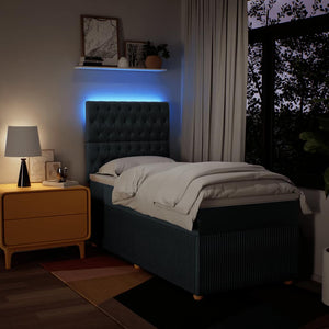 Κρεβάτι Boxspring με Στρώμα Μπλε 90x200 εκ.Υφασμάτινο - Pakobazaar