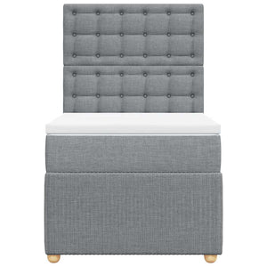 Κρεβάτι Boxspring με Στρώμα Ανοιχτό Γκρι 90x200 εκ. Υφασμάτινο - Pakobazaar