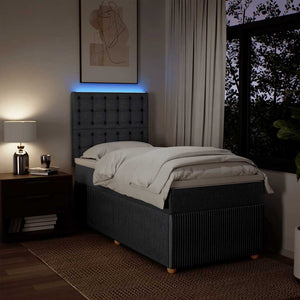 Κρεβάτι Boxspring με Στρώμα Σκούρο Γκρι 90x200 εκ. Υφασμάτινο - Pakobazaar