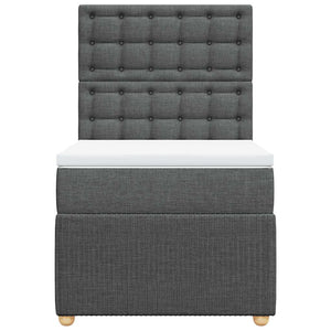 Κρεβάτι Boxspring με Στρώμα Σκούρο Γκρι 90x200 εκ. Υφασμάτινο - Pakobazaar