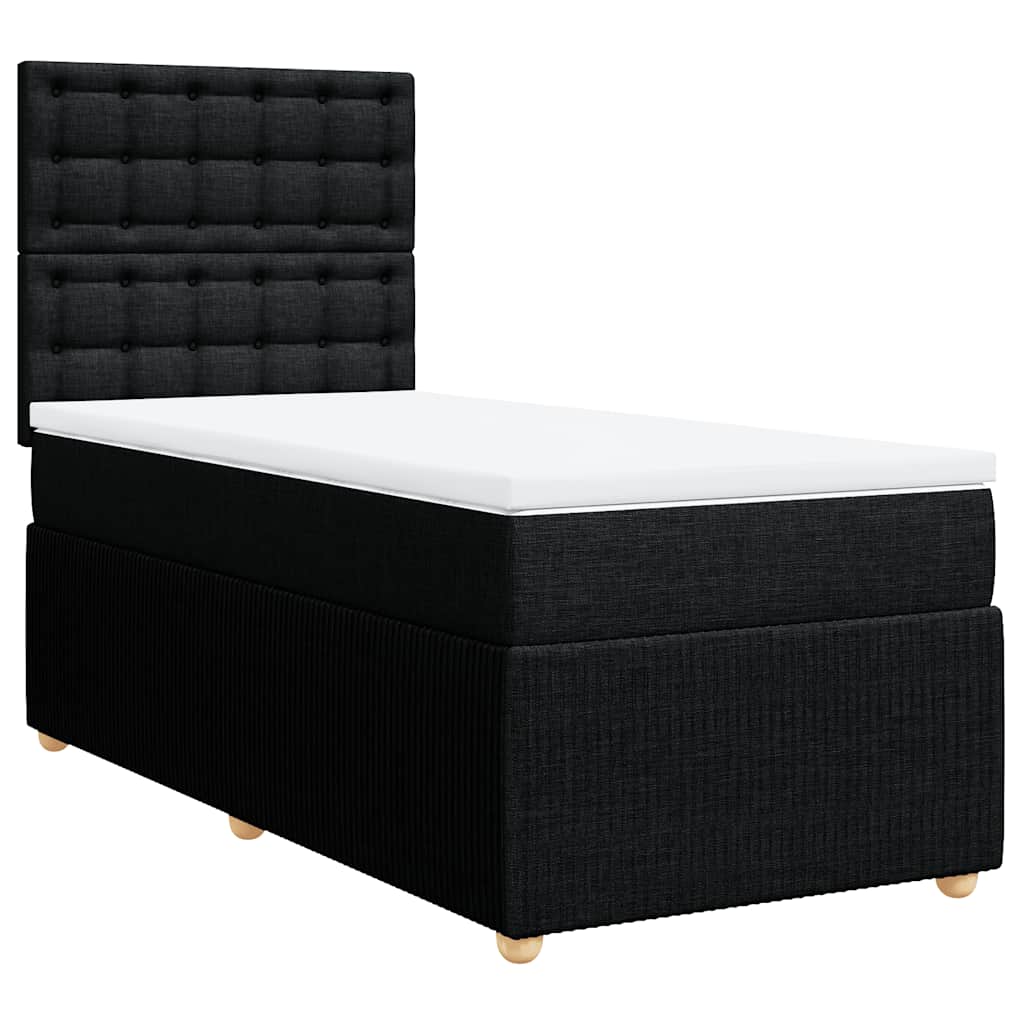 Κρεβάτι Boxspring με Στρώμα Μαύρο 90x200 εκ. Υφασμάτινο - Pakobazaar