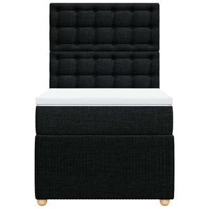 Κρεβάτι Boxspring με Στρώμα Μαύρο 90x200 εκ. Υφασμάτινο - Pakobazaar