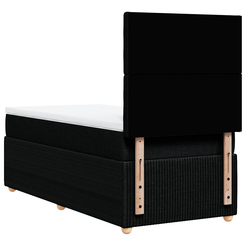 Κρεβάτι Boxspring με Στρώμα Μαύρο 90x200 εκ. Υφασμάτινο - Pakobazaar