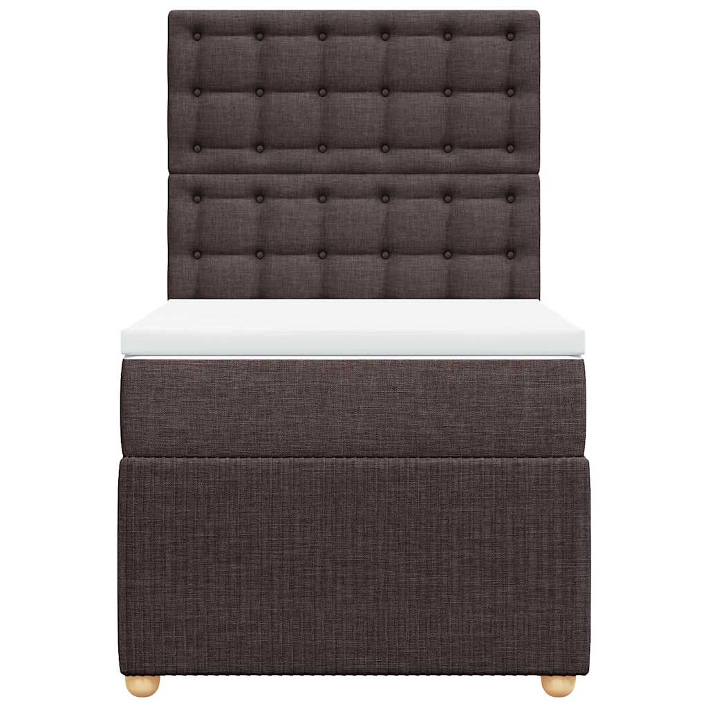 Κρεβάτι Boxspring με Στρώμα Σκούρο Καφέ 90x200 εκ. Υφασμάτινο