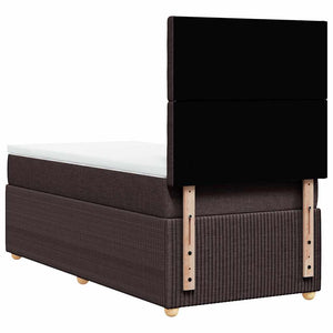 Κρεβάτι Boxspring με Στρώμα Σκούρο Καφέ 90x200 εκ. Υφασμάτινο
