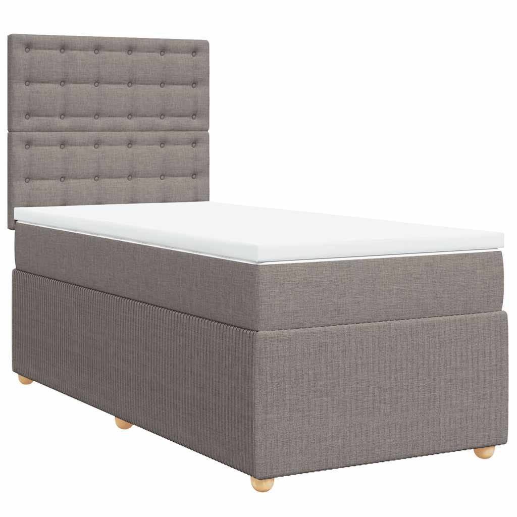 Κρεβάτι Boxspring με Στρώμα Taupe 90x200 εκ. Υφασμάτινο - Pakobazaar