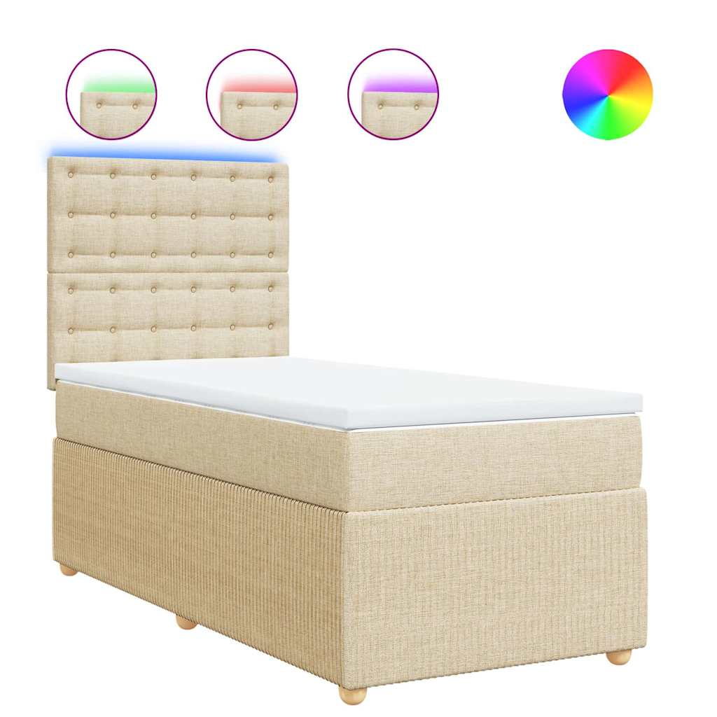 Κρεβάτι Boxspring με Στρώμα Κρεμ 90x200 εκ.Υφασμάτινο