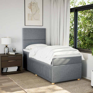 Κρεβάτι Boxspring με Στρώμα Ανοιχτό Γκρι 100x200 εκ. Υφασμάτινο - Pakobazaar