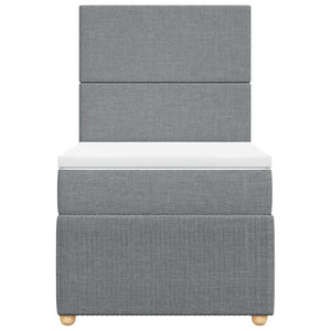 Κρεβάτι Boxspring με Στρώμα Ανοιχτό Γκρι 100x200 εκ. Υφασμάτινο - Pakobazaar