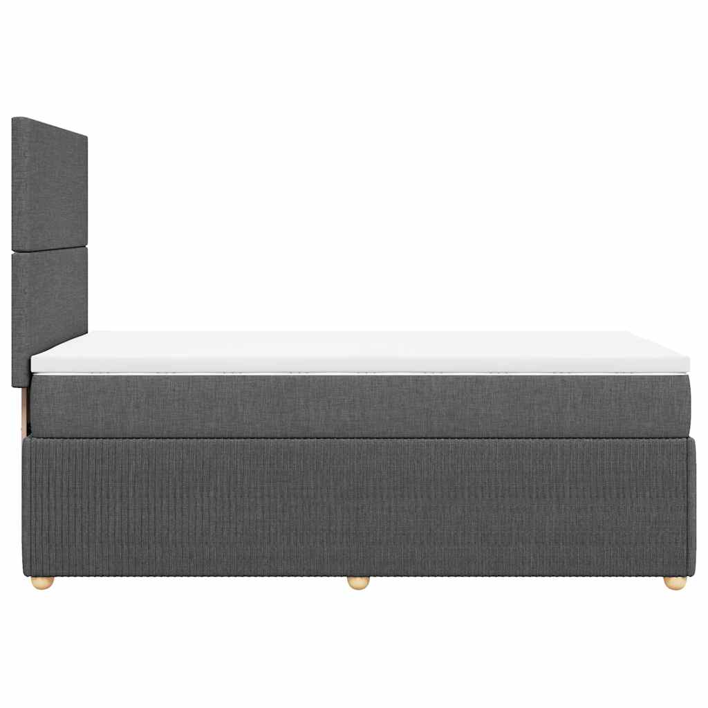 Κρεβάτι Boxspring με Στρώμα Σκούρο Γκρι 100x200 εκ. Υφασμάτινο - Pakobazaar