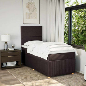 Κρεβάτι Boxspring με Στρώμα Σκούρο Καφέ 100x200 εκ. Υφασμάτινο - Pakobazaar