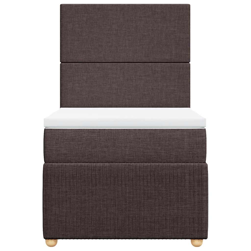 Κρεβάτι Boxspring με Στρώμα Σκούρο Καφέ 100x200 εκ. Υφασμάτινο - Pakobazaar
