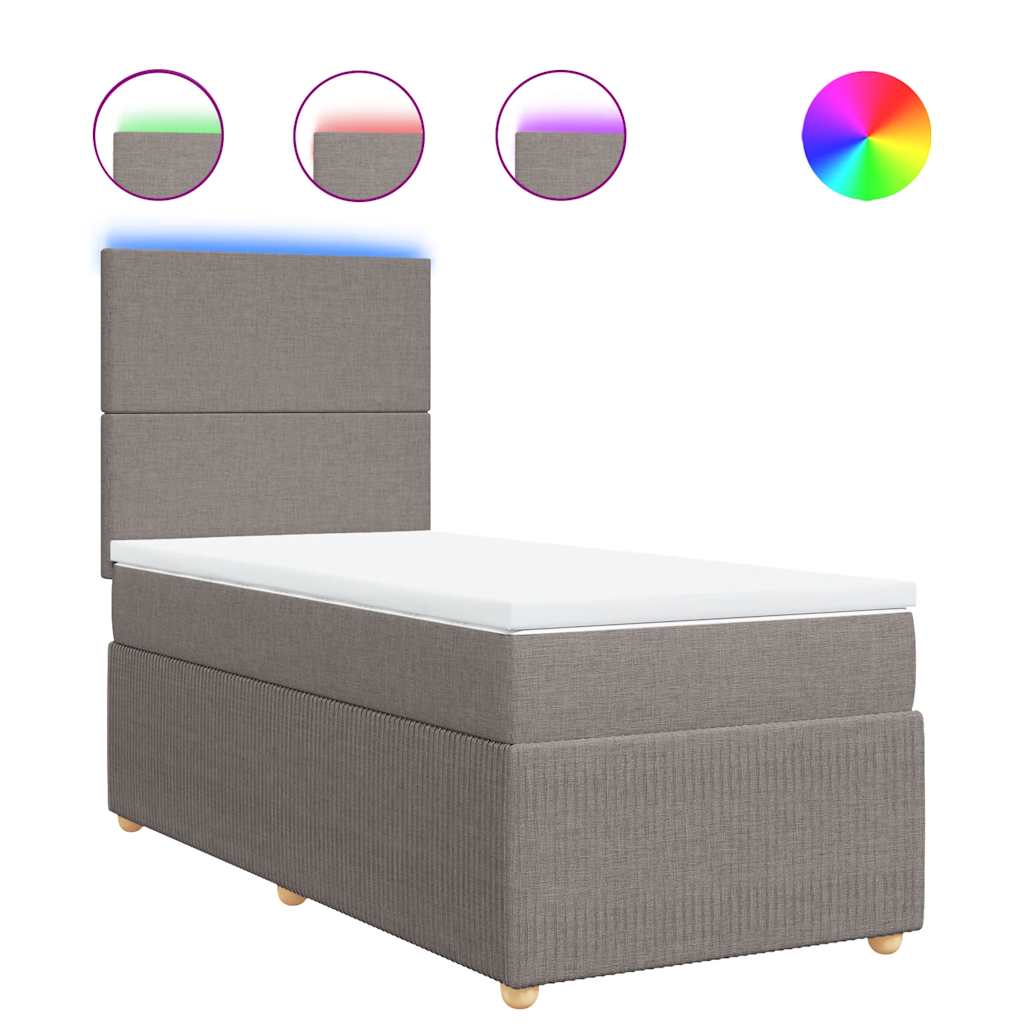 Κρεβάτι Boxspring με Στρώμα Taupe 100 x 200 εκ. Υφασμάτινο - Pakobazaar