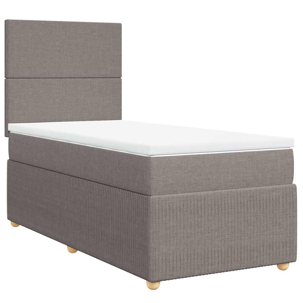 Κρεβάτι Boxspring με Στρώμα Taupe 100 x 200 εκ. Υφασμάτινο - Pakobazaar
