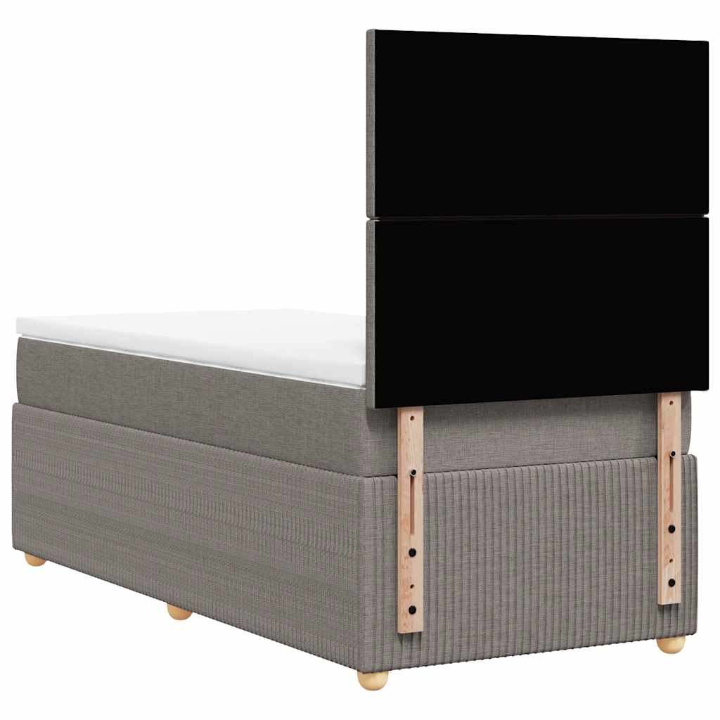 Κρεβάτι Boxspring με Στρώμα Taupe 100 x 200 εκ. Υφασμάτινο - Pakobazaar