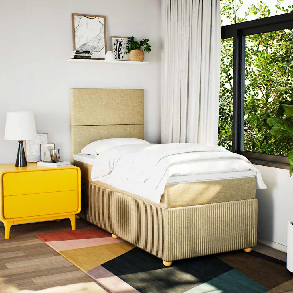 Κρεβάτι Boxspring με Στρώμα Κρεμ 100 x 200 εκ. Υφασμάτινο