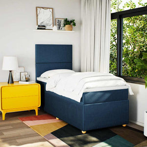 Κρεβάτι Boxspring με Στρώμα Μπλε 100 x 200 εκ. Υφασμάτινο