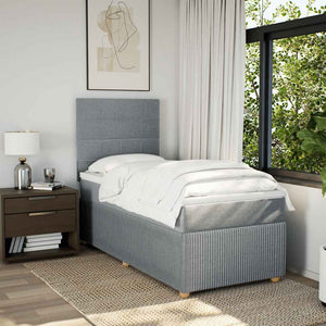 Κρεβάτι Boxspring με Στρώμα Ανοιχτό Γκρι 100x200 εκ. Υφασμάτινο - Pakobazaar
