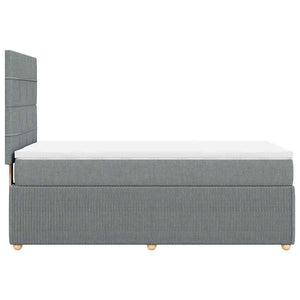 Κρεβάτι Boxspring με Στρώμα Ανοιχτό Γκρι 100x200 εκ. Υφασμάτινο - Pakobazaar