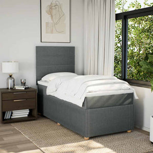 Κρεβάτι Boxspring με Στρώμα Σκούρο Γκρι 100x200 εκ. Υφασμάτινο - Pakobazaar