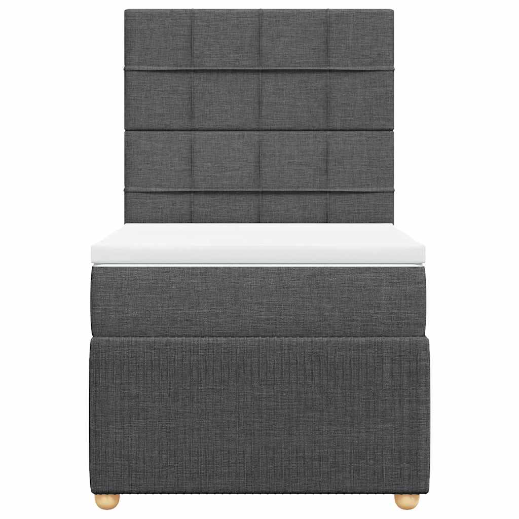 Κρεβάτι Boxspring με Στρώμα Σκούρο Γκρι 100x200 εκ. Υφασμάτινο - Pakobazaar