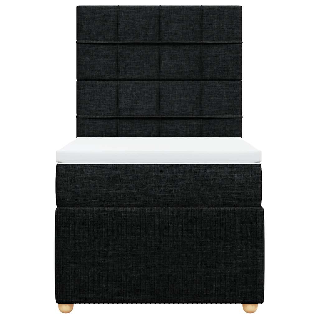 Κρεβάτι Boxspring με Στρώμα Μαύρο 100 x 200 εκ. Υφασμάτινο - Pakobazaar