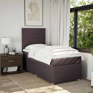 Κρεβάτι Boxspring με Στρώμα Σκούρο Καφέ 100x200 εκ. Υφασμάτινο - Pakobazaar