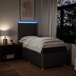 Κρεβάτι Boxspring με Στρώμα Σκούρο Καφέ 100x200 εκ. Υφασμάτινο - Pakobazaar