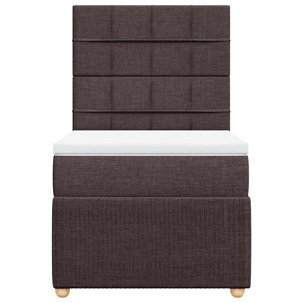 Κρεβάτι Boxspring με Στρώμα Σκούρο Καφέ 100x200 εκ. Υφασμάτινο - Pakobazaar