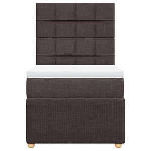 Κρεβάτι Boxspring με Στρώμα Σκούρο Καφέ 100x200 εκ. Υφασμάτινο - Pakobazaar