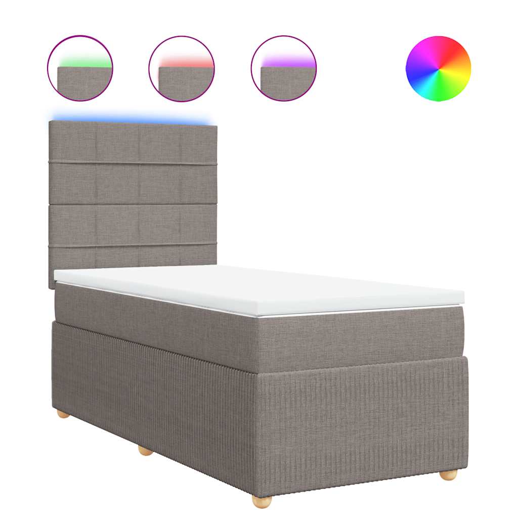 Κρεβάτι Boxspring με Στρώμα Taupe 100 x 200 εκ. Υφασμάτινο - Pakobazaar