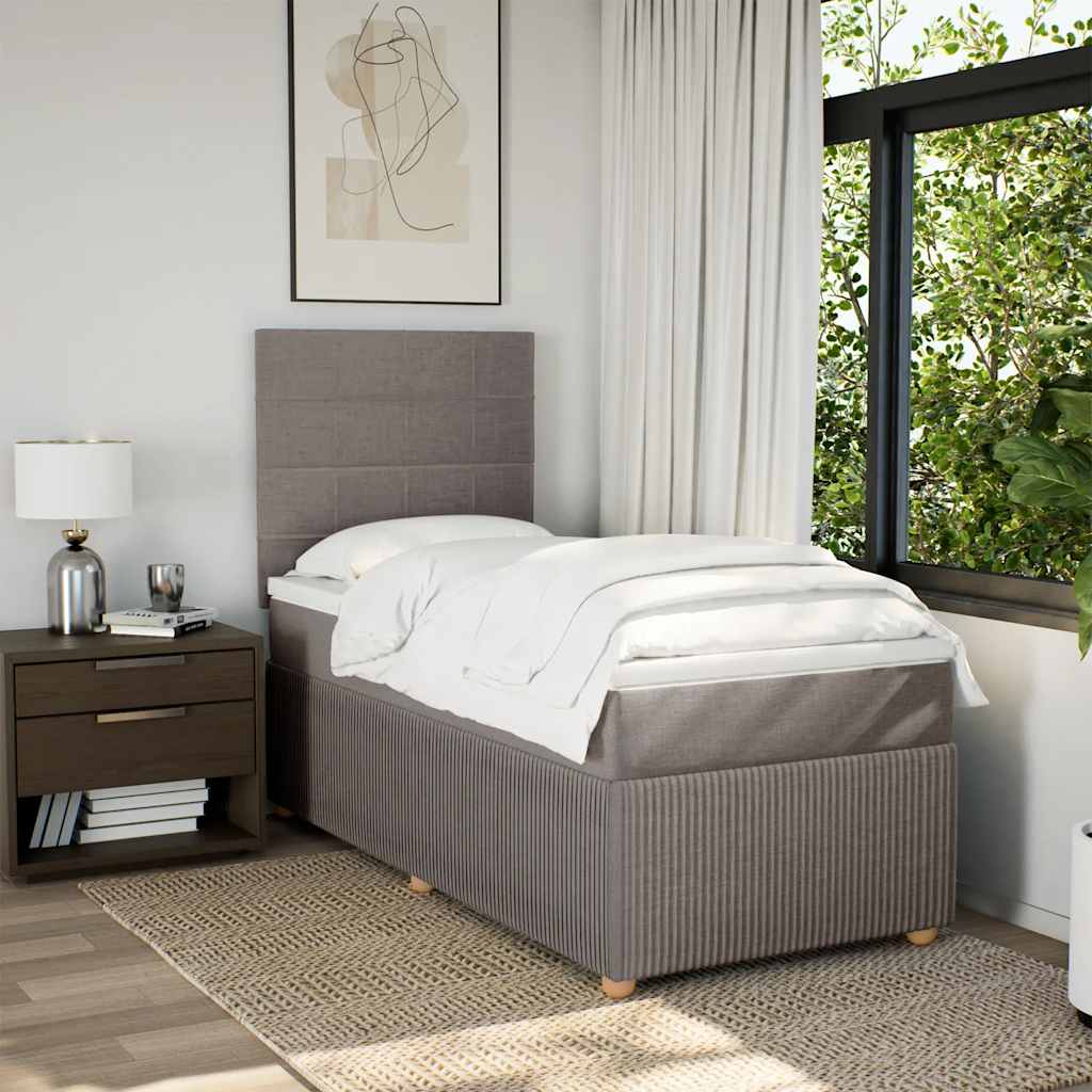 Κρεβάτι Boxspring με Στρώμα Taupe 100 x 200 εκ. Υφασμάτινο - Pakobazaar