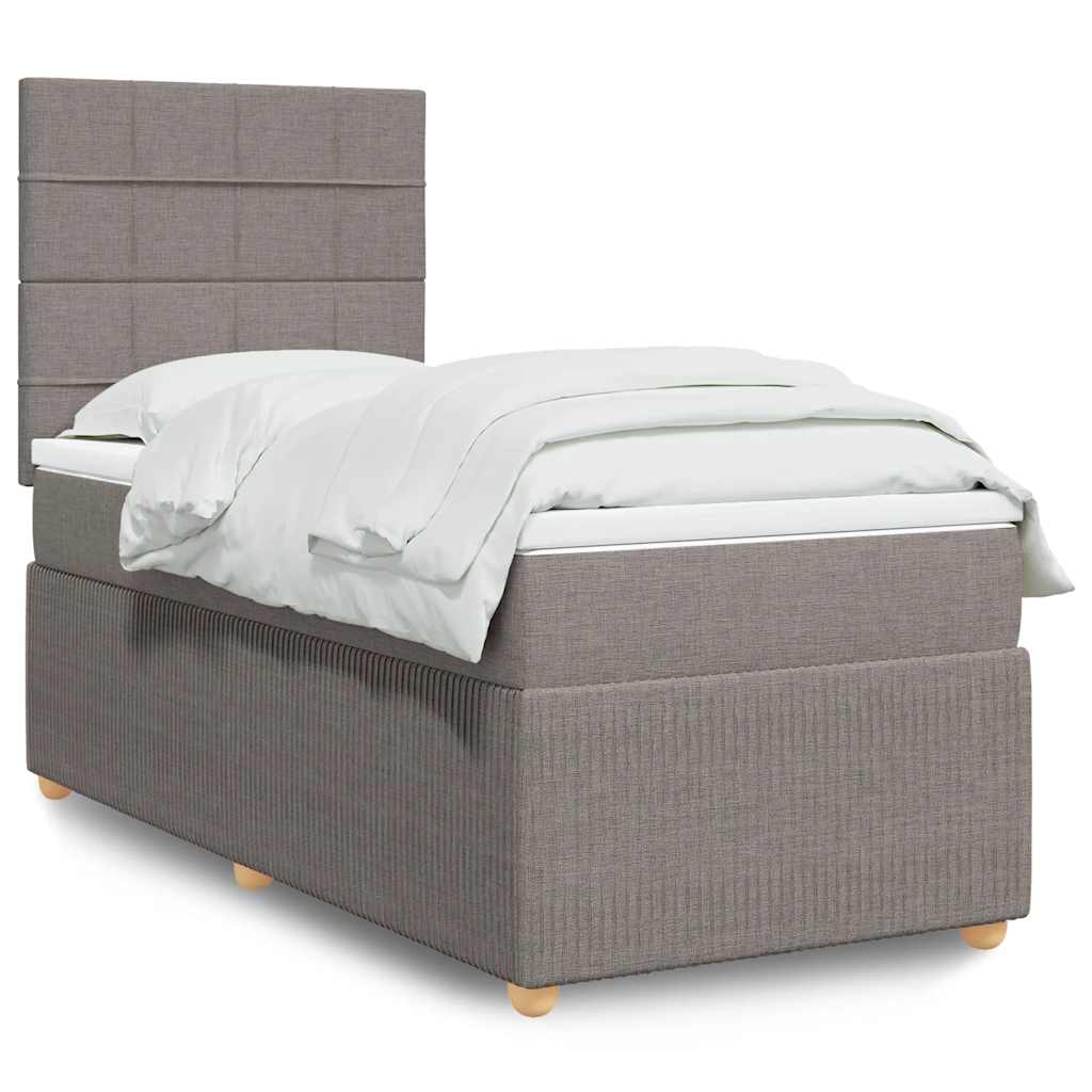 Κρεβάτι Boxspring με Στρώμα Taupe 100 x 200 εκ. Υφασμάτινο - Pakobazaar
