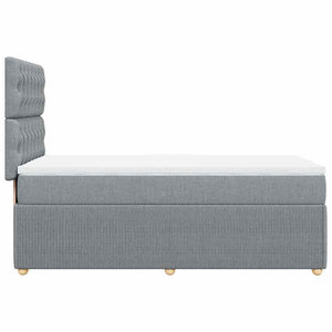 Κρεβάτι Boxspring με Στρώμα Ανοιχτό Γκρι 100x200 εκ. Υφασμάτινο - Pakobazaar