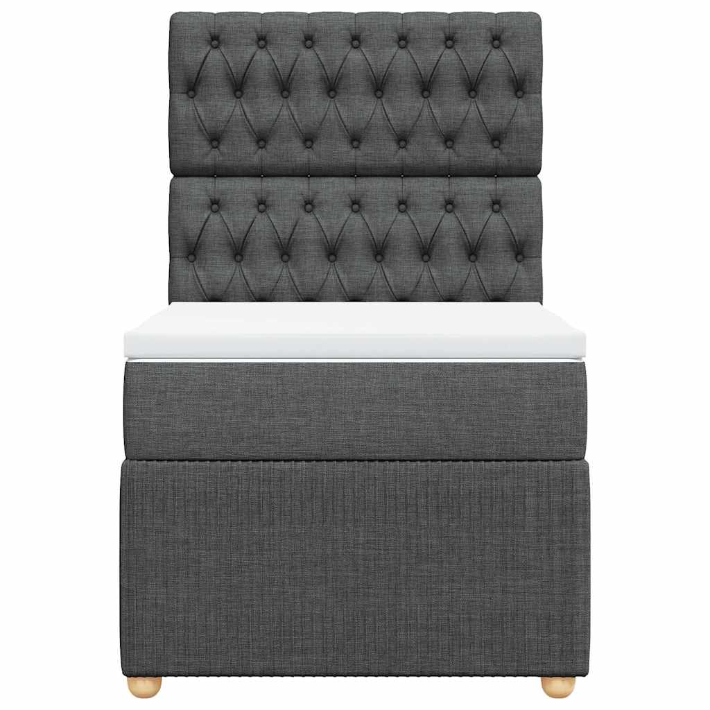 Κρεβάτι Boxspring με Στρώμα Σκούρο Γκρι 100x200 εκ. Υφασμάτινο - Pakobazaar