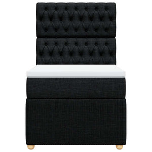 Κρεβάτι Boxspring με Στρώμα Μαύρο 100 x 200 εκ. Υφασμάτινο - Pakobazaar