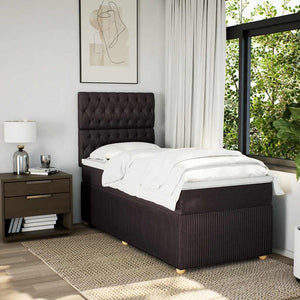 Κρεβάτι Boxspring με Στρώμα Σκούρο Καφέ 100x200 εκ. Υφασμάτινο - Pakobazaar