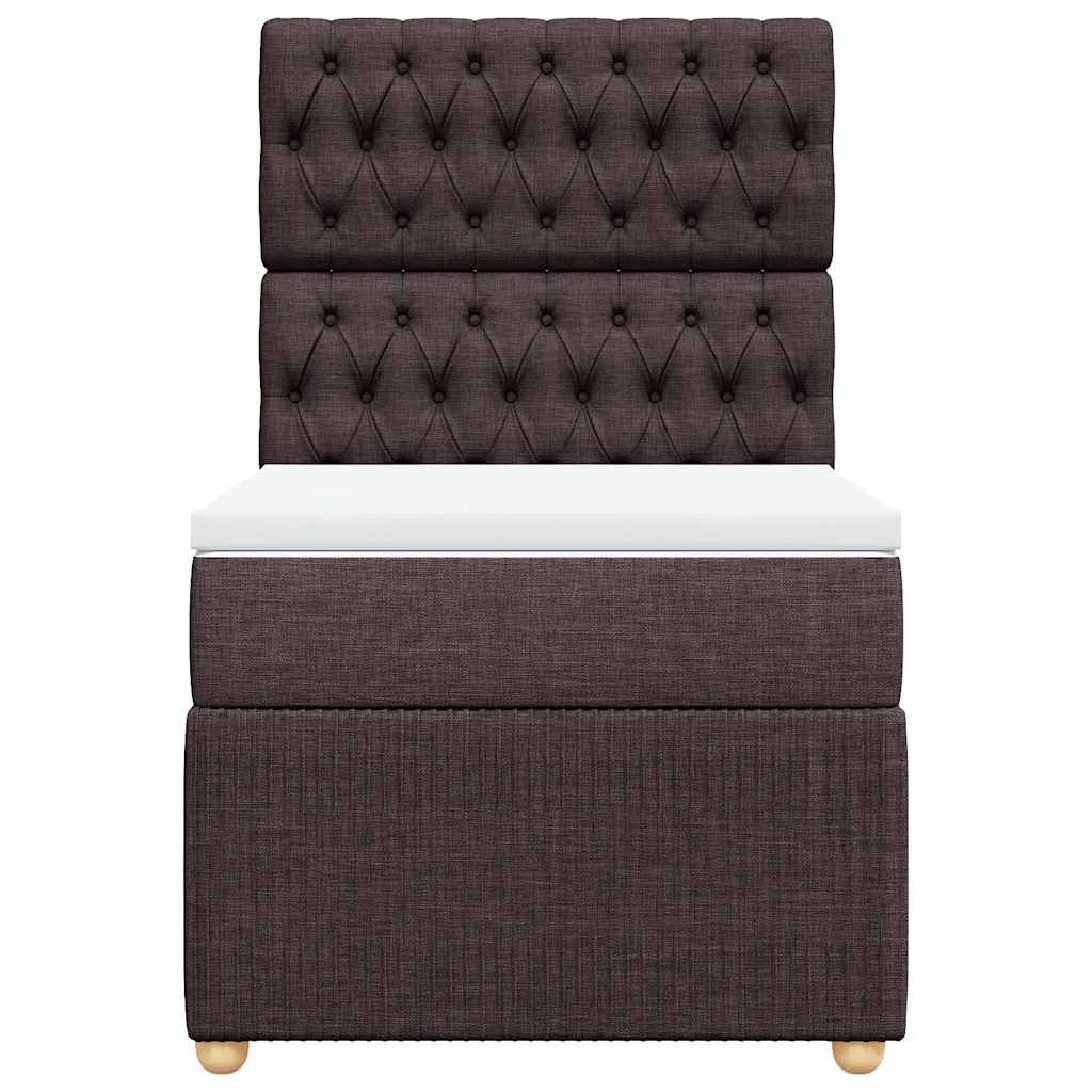 Κρεβάτι Boxspring με Στρώμα Σκούρο Καφέ 100x200 εκ. Υφασμάτινο - Pakobazaar