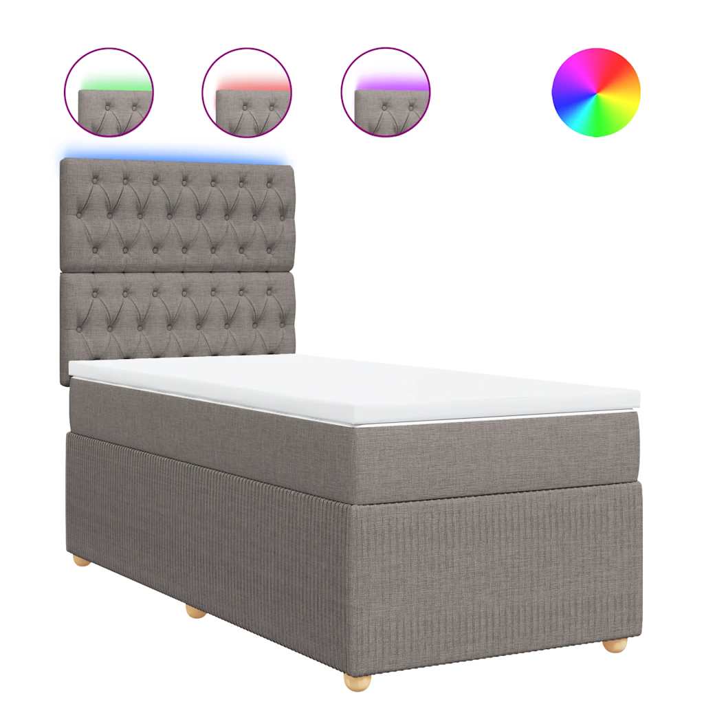 Κρεβάτι Boxspring με Στρώμα Taupe 100 x 200 εκ. Υφασμάτινο - Pakobazaar