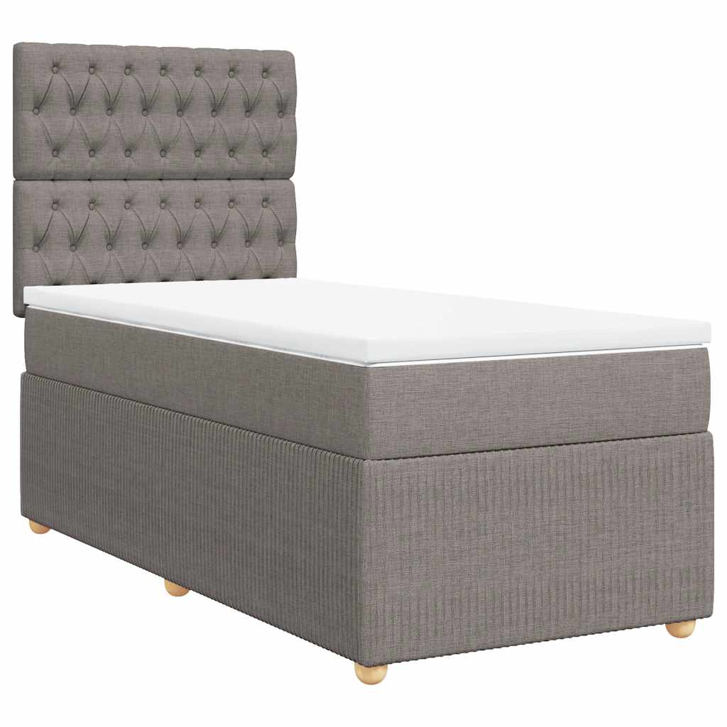 Κρεβάτι Boxspring με Στρώμα Taupe 100 x 200 εκ. Υφασμάτινο - Pakobazaar