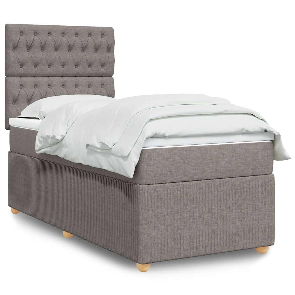 Κρεβάτι Boxspring με Στρώμα Taupe 100 x 200 εκ. Υφασμάτινο - Pakobazaar