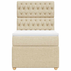 Κρεβάτι Boxspring με Στρώμα Κρεμ 100 x 200 εκ. Υφασμάτινο